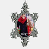 モダンクリスマスカップル写真オーナメントSF スノーフレークピューターオーナメント (左)