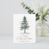 モダンクリスマスカード金ゴールド水色ツリー サンキューカード (スタンド正面)