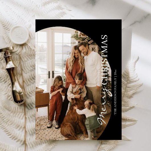 モダンクリスマスカード3家族写真クリスマス 招待状