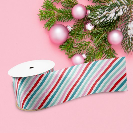モダンクリスマスキャンディストライプー サテンリボン