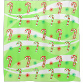 モダンクリスマスキャンディーキャンデザイン シャワーカーテン (正面)