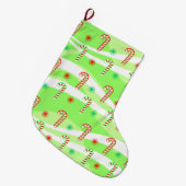 モダンクリスマスキャンディーキャンデザイン ラージクリスマスストッキング (正面 (吊り時))