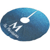 モダンクリスマスグリッターモノグラムファミリー名 ブラッシュドポリエステルツリースカート (アングル)