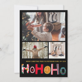 モダンクリスマスグリーティング3フォトホリデーカード シーズンカード