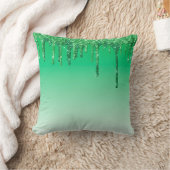 モダンクリスマスグリーングラモラスグリッタードリップ クッション (ブランケット)