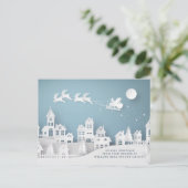 モダンクリスマスサンタそり企業の挨拶 ポストカード (スタンド正面)