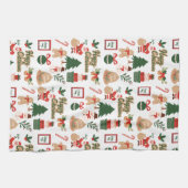 モダンクリスマスサンタとジンジャーブレッド キッチンタオル (横)