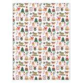 モダンクリスマスサンタとジンジャーブレッド テーブルクロス (正面)