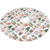 モダンクリスマスサンタとジンジャーブレッド ブラッシュドポリエステルツリースカート (アングル)