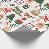モダンクリスマスサンタとジンジャーブレッド ラッピングペーパー (角)