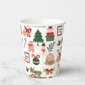 モダンクリスマスサンタとジンジャーブレッド 紙コップ (左)