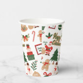 モダンクリスマスサンタとジンジャーブレッド 紙コップ (右)