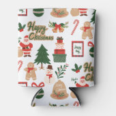 モダンクリスマスサンタとジンジャーブレッド 缶クーラー (正面)