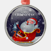 モダンクリスマスサンタクロース メタルオーナメント (正面)
