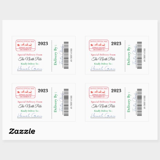 モダンクリスマスサンタスペシャルデリバリー北極 長方形シール (シート)