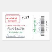 モダンクリスマスサンタスペシャルデリバリー北極 長方形シール (正面)