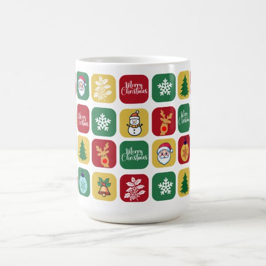 モダンクリスマスサンタツリーオーナメント雪だるま コーヒーマグカップ (中央)