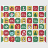 モダンクリスマスサンタツリーオーナメント雪だるま ラッピングペーパー (フラット)