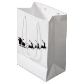 モダンクリスマスサンタレーとトナカイ ミディアムペーパーバッグ (正面アングル)