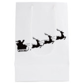 モダンクリスマスサンタレーとトナカイ ミディアムペーパーバッグ (裏面)