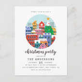 モダンクリスマスシティホリデーパーティー インビテーションポストカード (正面)