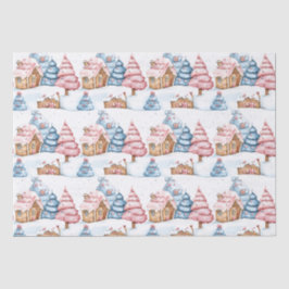 モダンクリスマスジンジャーブレッドハウスキュートパステル 薄葉紙