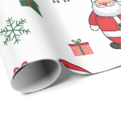 モダンクリスマスジンジャーブレッドメンサンタ鹿雪だるま ラッピングペーパー (ロールコーナー)