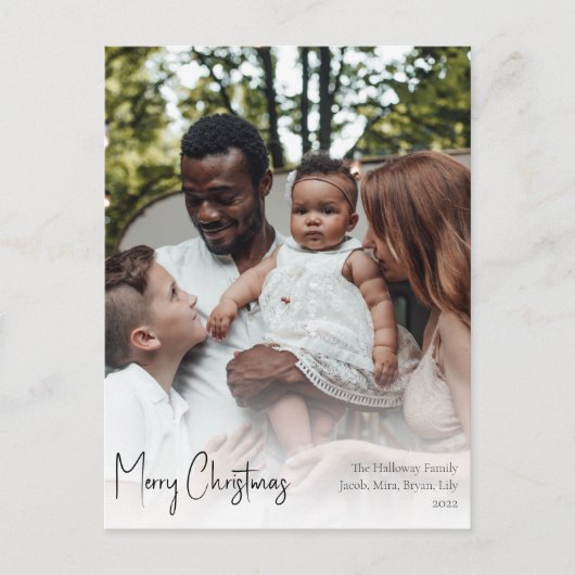モダンクリスマススクリプトの完全な縦写真 シーズンポストカード (正面)