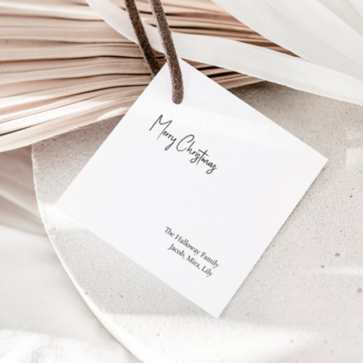 モダンクリスマススクリプトススクウェア家族ギフトラベル フェイバータグ