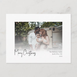 モダンクリスマススクリプトフェードフォトホリデーポストカ シーズンポストカード