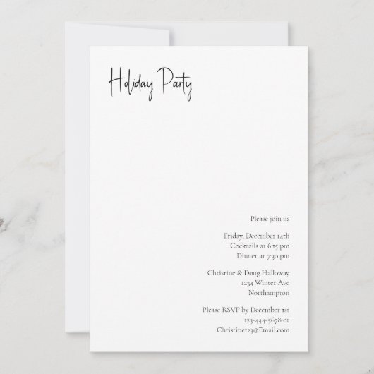 モダンクリスマススクリプトホリデーパーティー招待状 招待状 (正面)