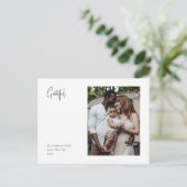 モダンクリスマススクリプト感謝の独身の写真 シーズンポストカード (スタンド正面)