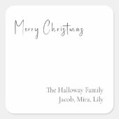 モダンクリスマススクリプト正方形ファミリーギフトステッカー スクエアシール (正面)