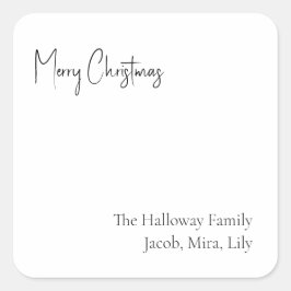 モダンクリスマススクリプト正方形ファミリーギフトステッカー スクエアシール