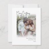 モダンクリスマススクリプト縦色のフェード写真の穴 シーズンカード (正面)