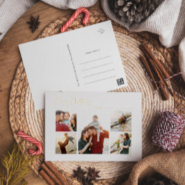 モダンクリスマススクリプト5枚フォトゴールドフォイル穴 箔シーズンポストカード