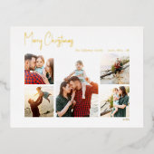 モダンクリスマススクリプト5枚フォトゴールドフォイル穴 箔シーズンポストカード (正面)