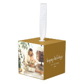 モダンクリスマススタイリッシュミニマリストの脚本家 キューブオーナメント (正面アングル)