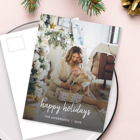 モダンクリスマススタイリッシュミニマリストの脚本家 シーズンポストカード