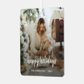 モダンクリスマススタイリッシュミニマリストの脚本家 メタルオーナメント (正面左)