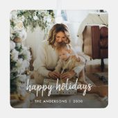 モダンクリスマススタイリッシュミニマリストの脚本家 メタルオーナメント (正面)