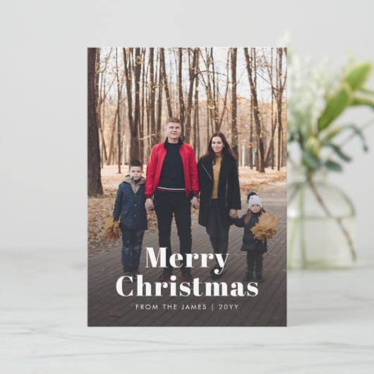 モダンクリスマススタイリッシュミニマル家族写真 シーズンカード (スタンド正面)