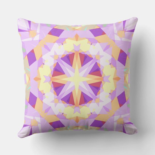 モダンクリスマススターフェスティバル紫金ゴールド黄 クッション (裏面)