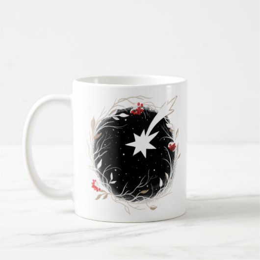 モダンクリスマススターベリーリース コーヒーマグカップ (左)