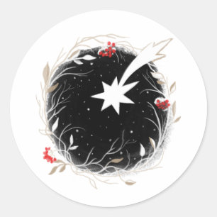 モダンクリスマススターベリーリース ラウンドシール