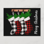 モダンクリスマスストッキング祝日はがき ポストカード (正面)