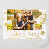 モダンクリスマススノーフレークフォイルホリデーカード 箔シーズンカード (正面)