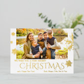 モダンクリスマススノーフレークフォイルホリデーカード 箔シーズンカード (立ち正面)