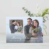 モダンクリスマススノーフレーク赤2写真 シーズンカード (スタンド正面)