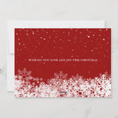 モダンクリスマススノーフレーク赤2写真 シーズンカード (裏面)